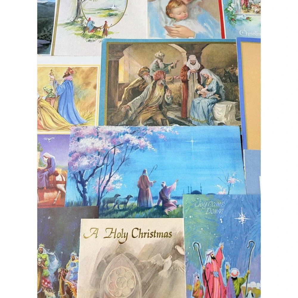 Vintage Christmas Cards Fronts ONLY Nativity Scrapbooking Crafts Lot of 50+
